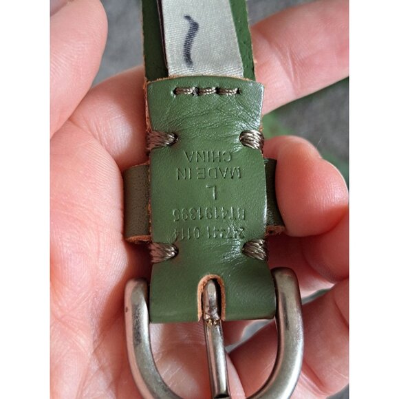 Fossil Green Leather Cutout Belt With Silver Buckle Womens Size L - Picture 4 of 10